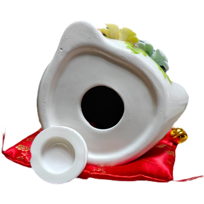 5,2-дюймовая керамическая копилка Maneki Neko, цветок, украшение для счастливого кота, украшение для рабочего стола, центральный элемент, фигурка кота-копилки