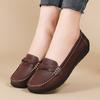 Genuine Leather Women Flats Wedge Retro Shoes Women Slip On Shoes Woman Moccasins Lightweight Plus Size Zapatos Mujer