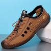 Fashion Hollow Out Leather Shoes Male Breathable Outdoor Shoes Fashion Men's Luxury Sandals Male Comfortable Walking Shoe Mens Loafers
