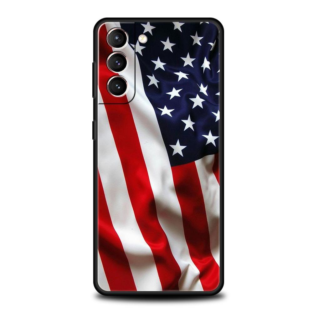 Американский флаг США Чехол для телефона для Samsung Galaxy S26 Ultra S25 Plus S24 FE S23 S22 5G S21 S20 Черный Мягкий