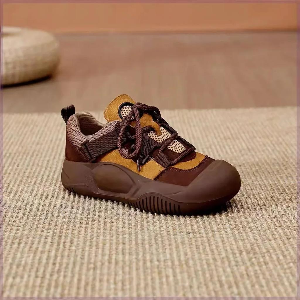 Модная женская спортивная обувь с круглым носком, износостойкая, нескользящая, дышащая обувь для женщин, со шнуровкой, подходящая по цвету, для повседневных поездок на работу и на природу