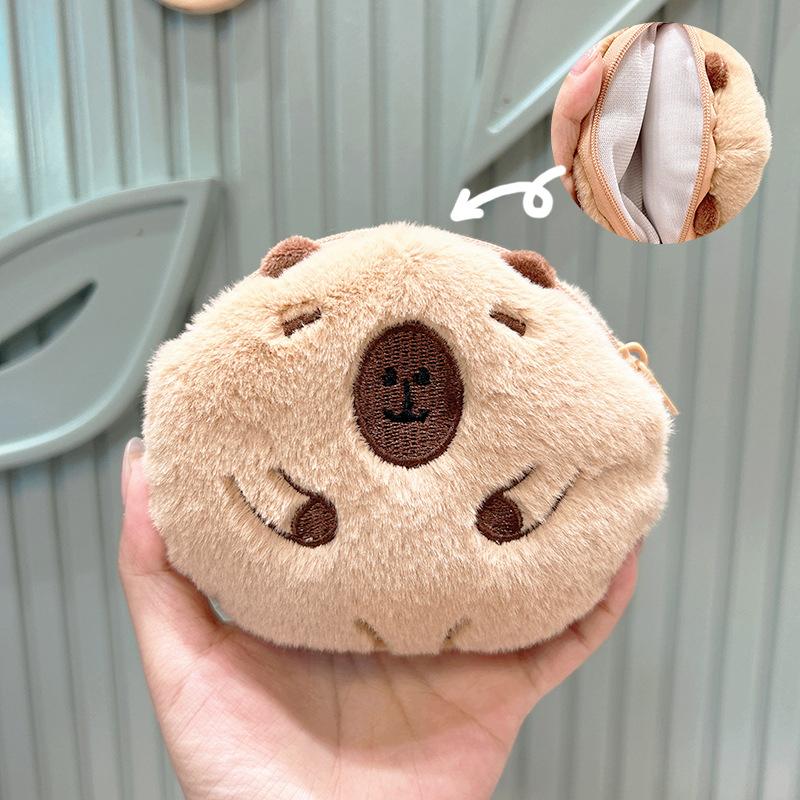 Cute Capybara Plush Coin Purse Guinea Pig Keychain Mini Wallet Coin Purse Headphone Storage Bag Key Bag Backpack Pendant