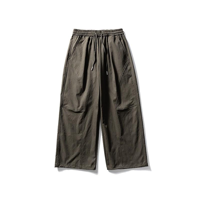 Unisex Retro Japanese Style Cargo Pants Loose Fit Cotton Linen Blend Workwear Trousers Casual Wear