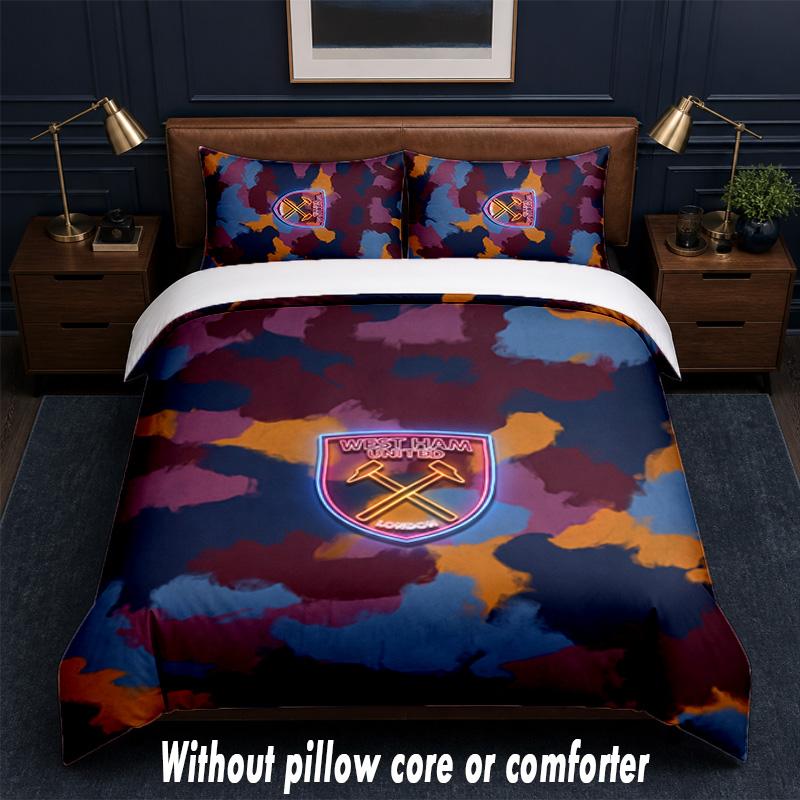 Футбольный Дизайн West Ham United Комплект Постельного Белья 1 Пододеяльник + 2 Наволочки Мягкое Дышащее Домашнее Постельное Белье