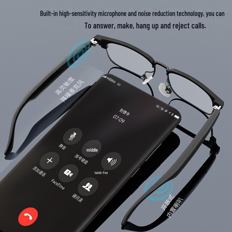 Легкие Bluetooth-очки с направленным звуком, для ношения весь день, звонки с шумоподавлением, водонепроницаемость IP54, 30 г.