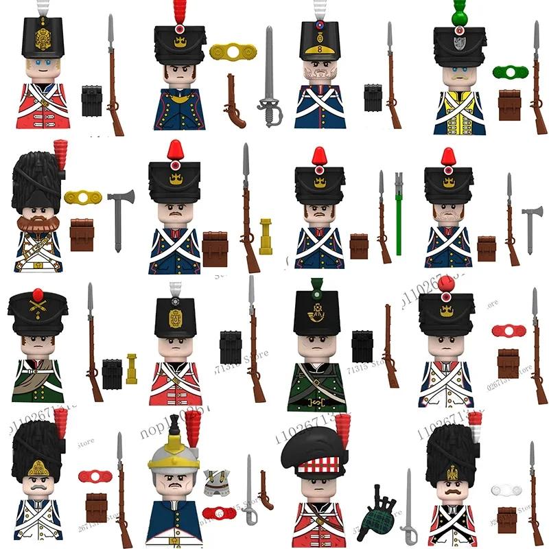 Napoleonic Wars Military Soldiers Building Blocks British France Prussia Cavalry Army Russian Infantry Figures Bricks Kids Toys