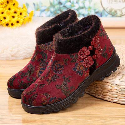 Зимние новые старые северные тканевые туфли женские хлопковые туфли бархатные теплые туфли для мамы утолщенные для среднего и пожилого возраста короткие сапоги бабушкины хлопковые сапоги