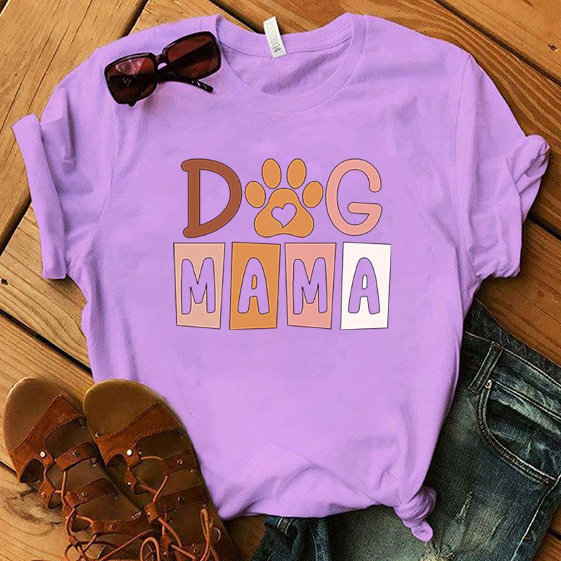 Футболка с принтом Dog Mama, женские футболки, футболка с круглым вырезом
