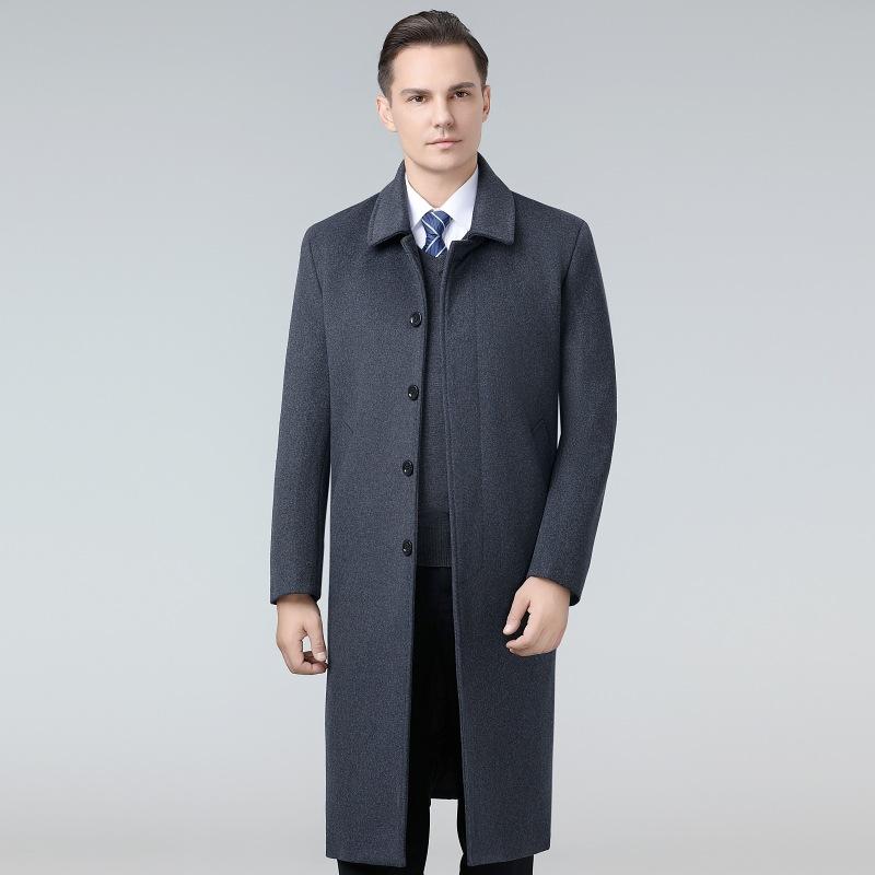 Autumn and Winter Wool Coat Men's Long Middle-aged Dad's Business Casual Coat Men