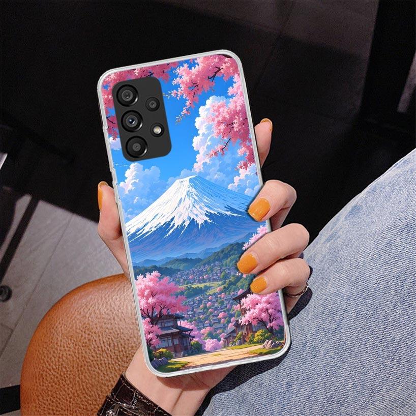 Японская вишня Гора Фудзи Чехол для телефона для Samsung Galaxy A52 A32 A22 A12 A51 A31 A50S A30S A20S A10S Note 20 Ultra 10 Plus S10 A