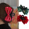 New Christmas Hair Clip with Gold Foil Bow, Large Fabric Hair Accessory for Women