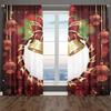 Christmas Golden Bell Thin Semi-Shading Polyester Curtains for Windows, Grommet Top, Home Decor, 2 Panels, Custom Drapes