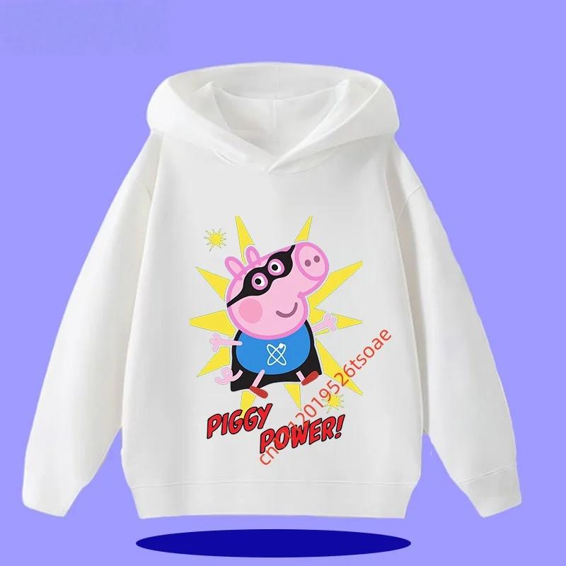 Peppa Pig Children's Hooded Sweatshirt 2026 New Style Cartoon Print Boys' Sport Shirt Girls' Casual Shirt