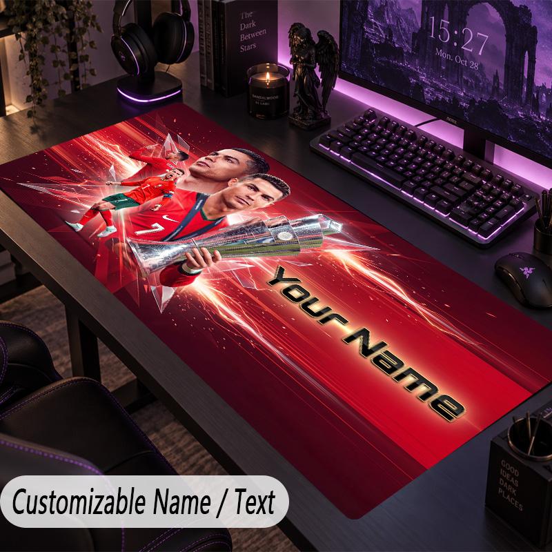 Large Mouse PadCristiano Ronaldo Custom Name Text Personalized Desk Mat Non Slip Gaming Pad