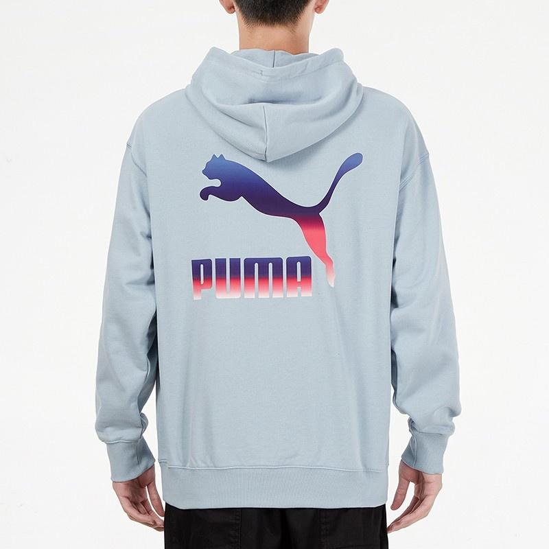 PUMA Logo Hoodie 'Light Blue' Men's 534443-61