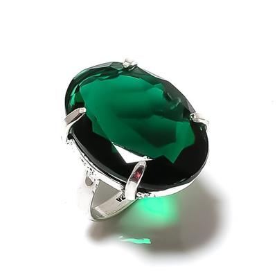 Кольцо из серебра 925 пробы с хромдиопсидом ручной работы, размер 9 P2p46