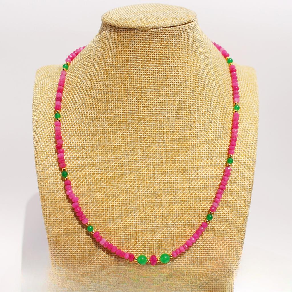 Легкий роскошный ювелирный дизайн, розовое и зеленое ожерелье из натурального камня с бусинами, изысканная цепочка на ключицу 742