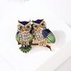 Elegant Double-Headed Owl Brooch: Creative Cross-Border Pin for Women with Exaggerated Charm and Refined Style