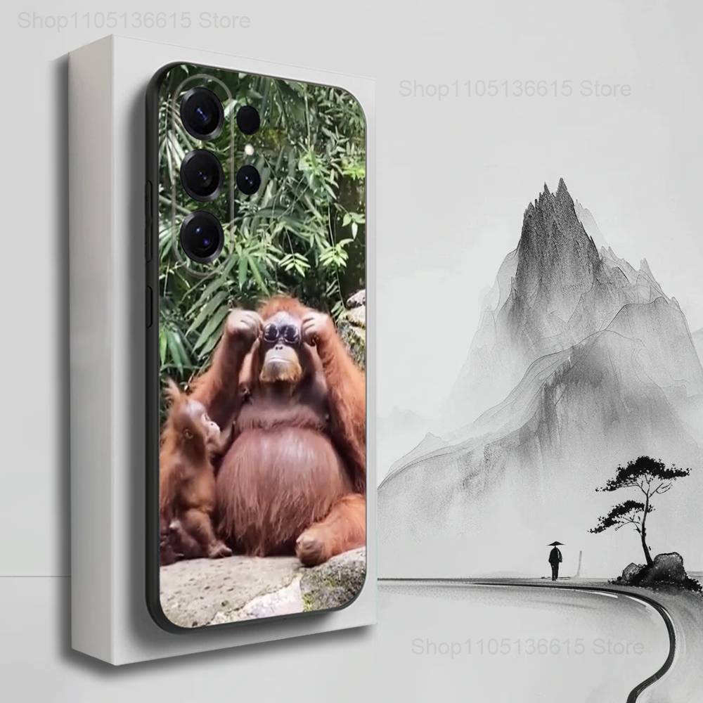 Забавный Милый Обезьянка Чехол Для Samsung S21,S9,S22,S25,S20,S10,Plus,Ultra,S24,S23,FE,Lite,Мягкий Силикон Черный