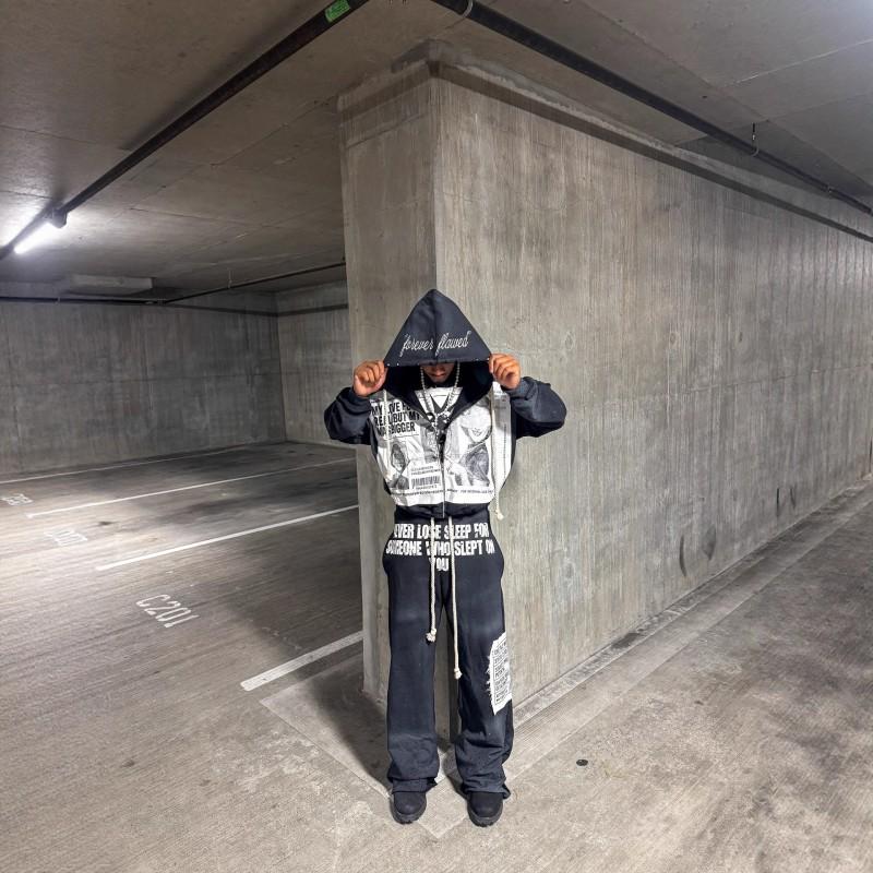 Unisex Oversized Hoodie With 3D Embroidered Graphic Streetwear Loose Fit Hip Hop Style