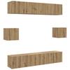 6 piece TV cabinet set wall mounted Artisan Oak finish engineered wood