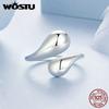 WOSTU Minimalist 925 Sterling Silver Water Drop Statement Rings for Women Engagement Jewelry Party Accessories Birthday Gift