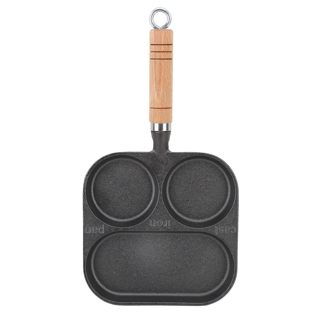 Breakfast Pan 3 Section Egg Frying Pan Non Coating Divided Grill Frying Pan Fast Heating Thicken Pan