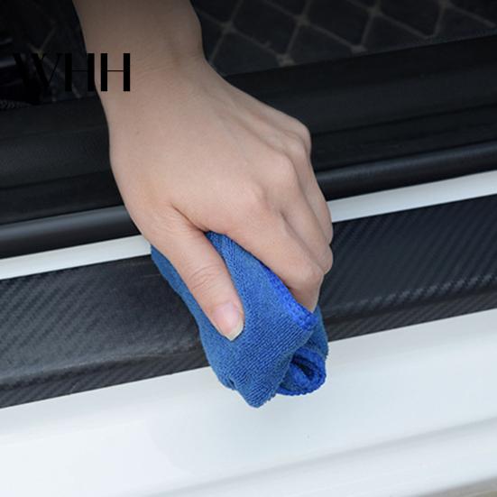 Car Sticker 4Pcs Carbon Fiber Textured Door Sill Guard Trim Stickers Wear-resistant Strip Self Adhesive Strong Stickiness Waterproof Threshold Decals