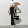 High Waist Flared Sweatpants Women Casual Side Stripe Trousers White Stretch Slim Pants