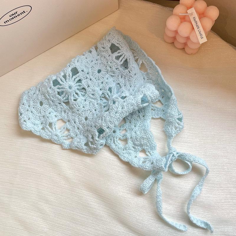 Модный вязаный платок, шапка, французский пасторальный стиль, треугольная повязка на голову, ручная работа, повязка на голову, полотенце, ретро-цветок, платок на голову