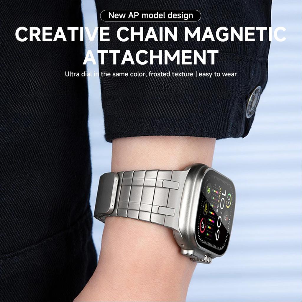 Магнитный ремешок из нержавеющей стали для Apple Watch 49 мм 45 мм 44 мм 42 мм Титановый цвет Ремешок для IWatch Серии 9 8 7 6 5 4 Se Ultra 2