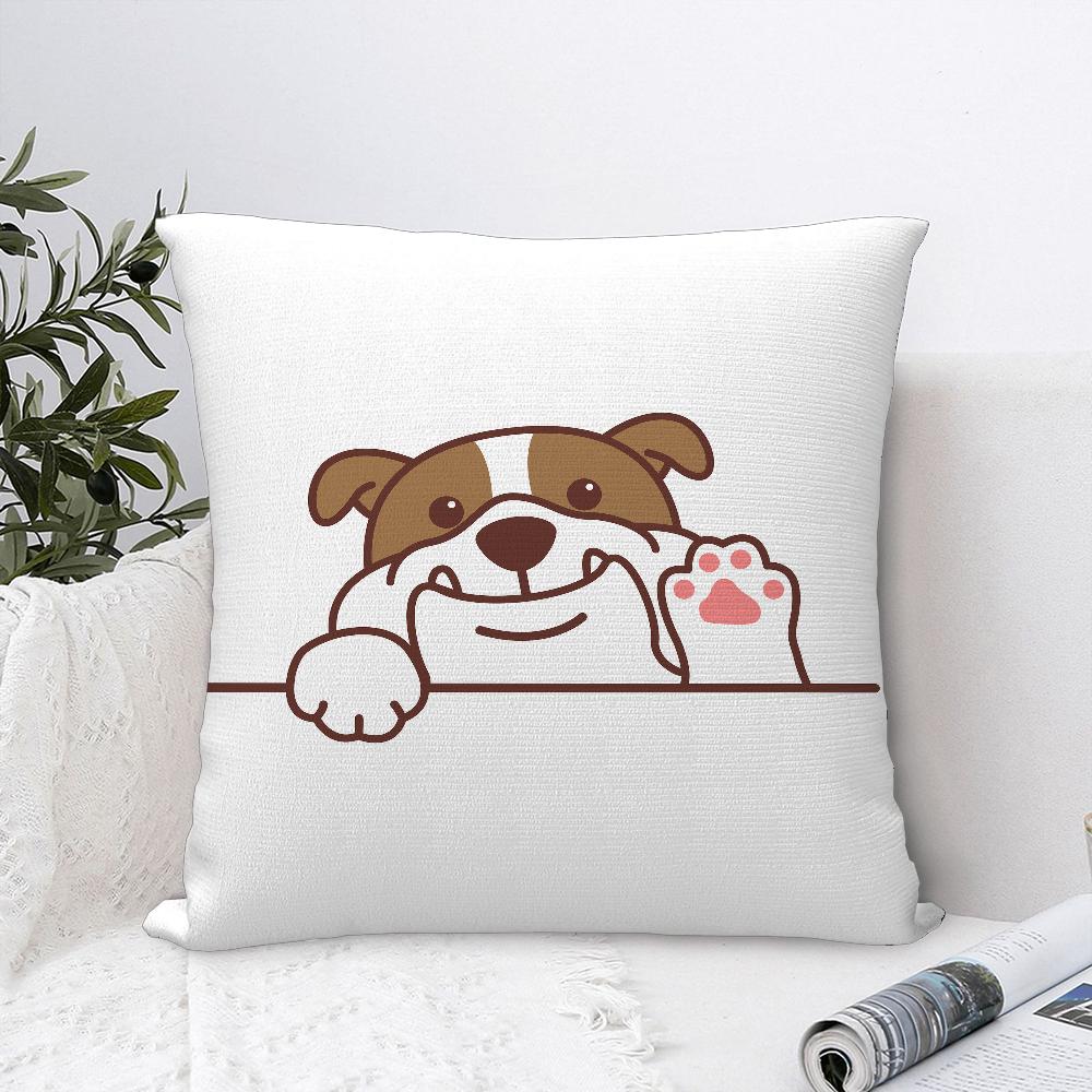 Cute Dog Waving Paw Pillow Case Sofa Decorative Home Double-sided Printing Short Plush Cushion Cover Throw Pillow Cover Gifts