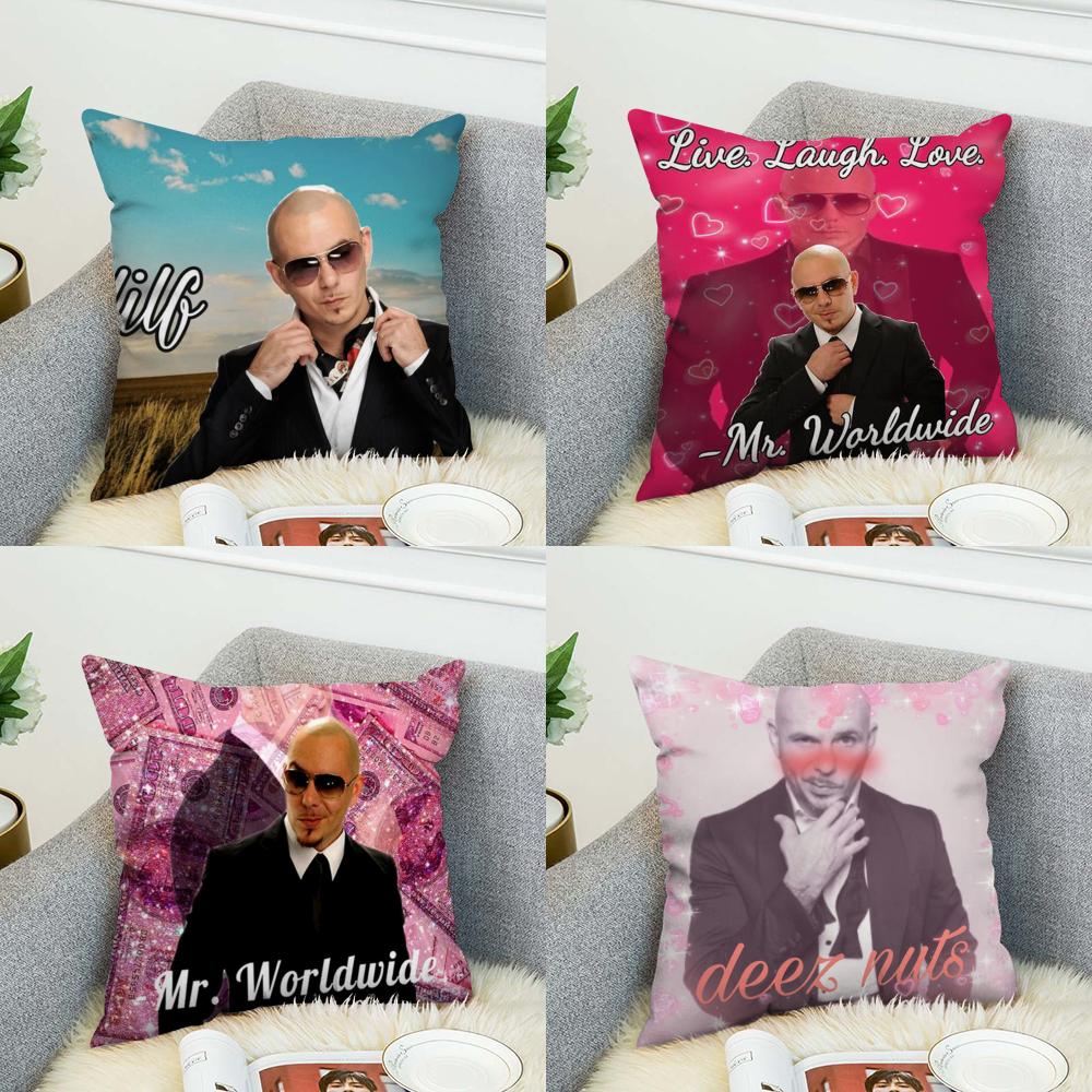 Mr Worldwide Pitbull Pillow Case For Car Sofa Decorative Home Doublesided Print Plush Square Throw Pillow Cushion Cover