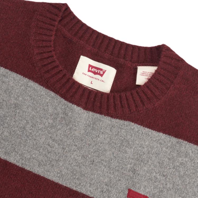 Levis Свободный Американский Стиль Цветной Блок Модный Удобный Свитер с Длинным Рукавом Мужской свитер Красный Серый A4320-0017