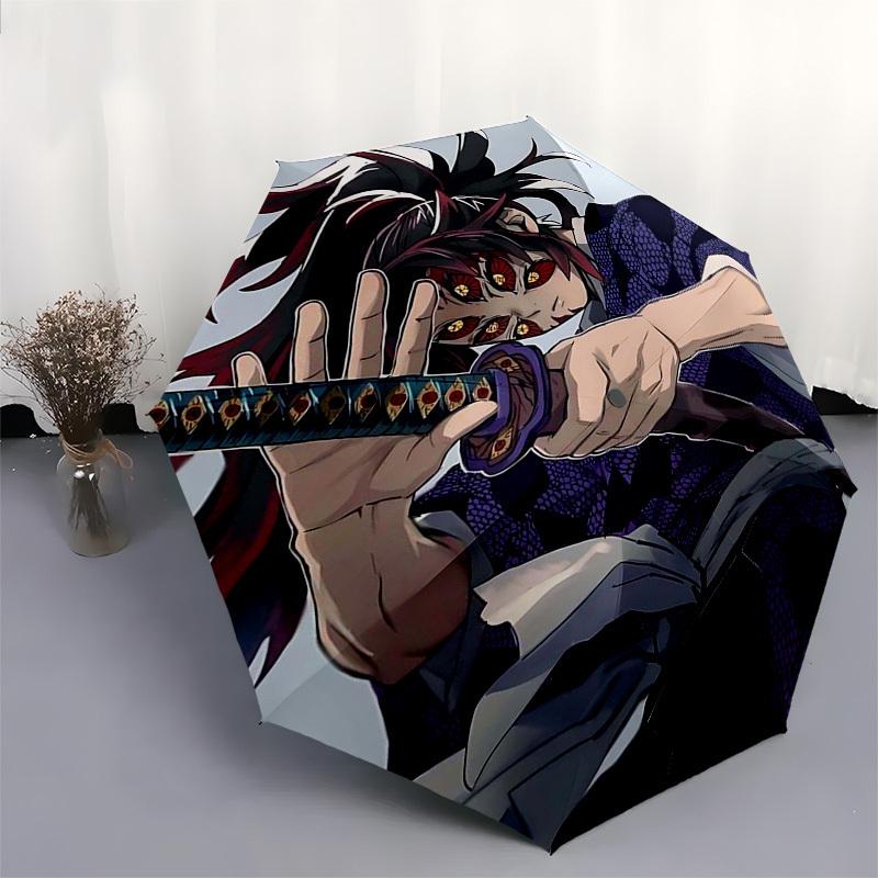 1pc Demon Slayer Tanjiro Kamado Outdoor Umbrella - Automatic Opening/Closing, Portable 3-Fold Design, 8-Rib Iron Frame, Perfect Gift for Fans, Travele