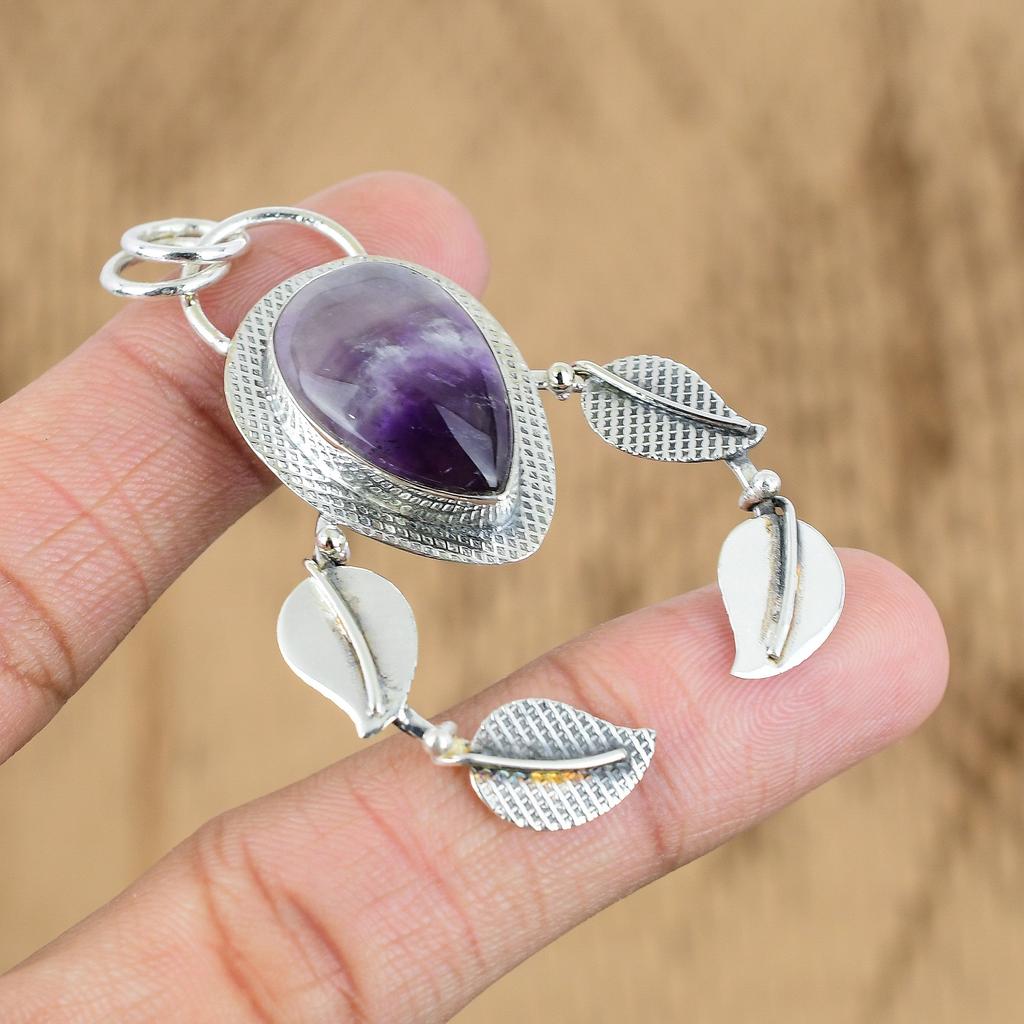 Gift For Her 925 Sterling Silver Natural Chevron Amethyst Gemstone Pendant