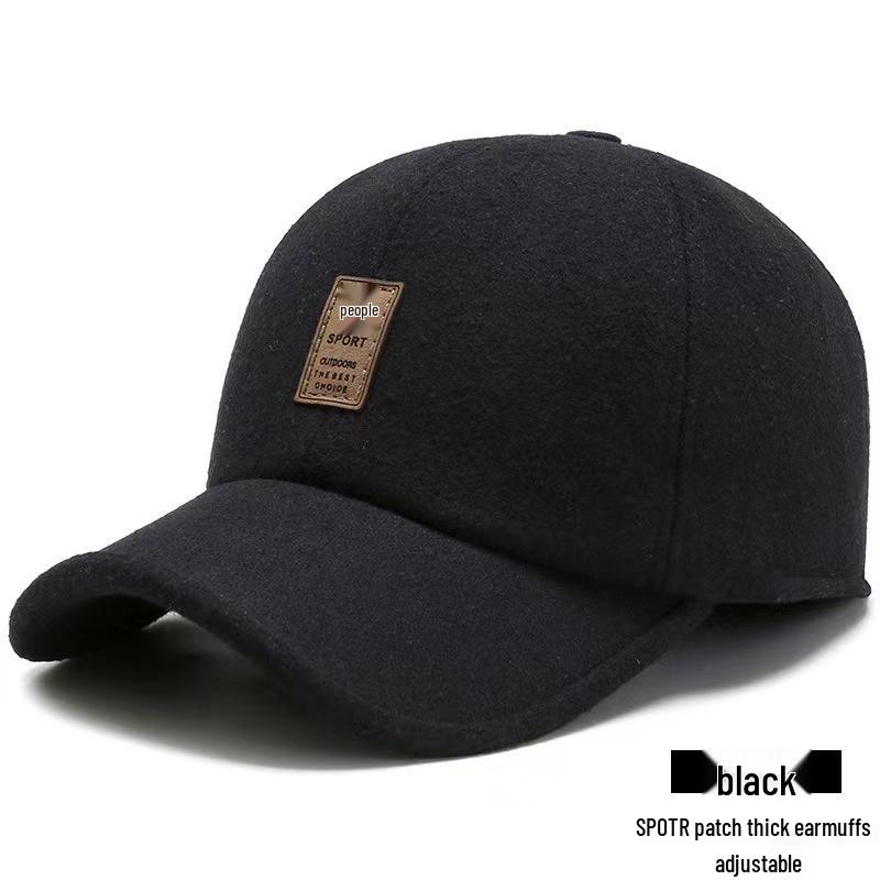 Men's Winter Wool Baseball Cap with Ear Protection for Middle-Aged/Elderly