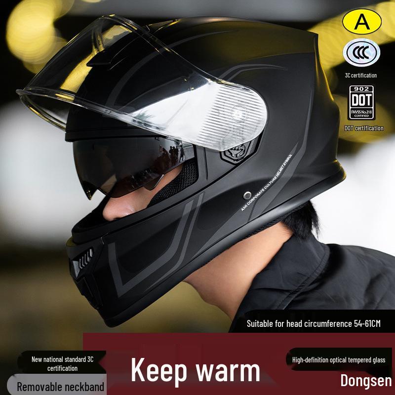 National Standard Certified Full Face Motorcycle Helmet - Four Seasons Universal, Warm, Anti-Fog