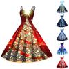 Women's Fashion Christmas Printed Sexy Strapless Gothic Cocktail Dress Punk, Vintage Dress.