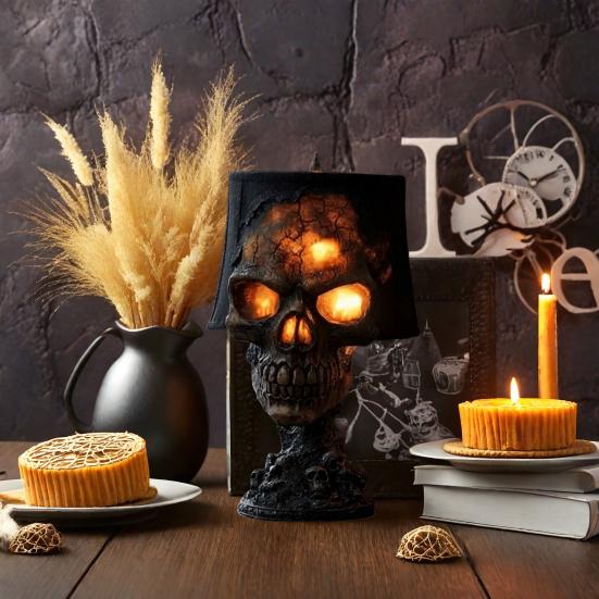 Настольная лампа Yousheng в виде черепа, готическая лампа-череп из магмы, жуткий светодиодный настольный светильник в виде человеческого черепа для вечеринки на Хэллоуин, украшение для каминной полки