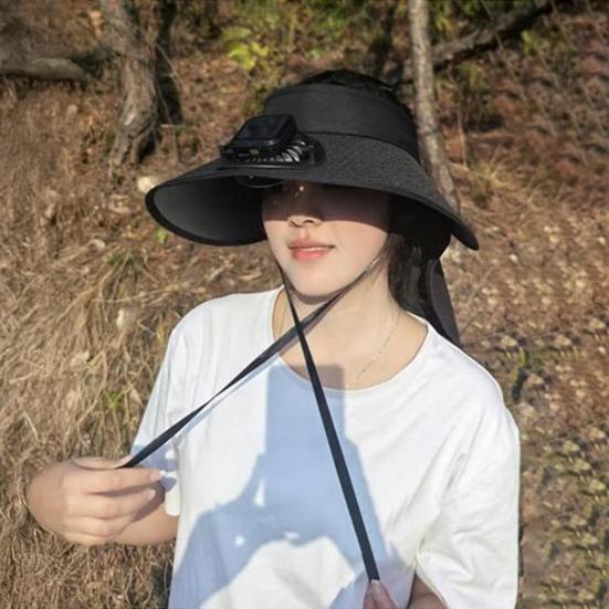 Уличная шляпа с козырьком и встроенным вентилятором, широкополая пустая верхняя охлаждающая шляпа с солнечной батареей и USB-зарядным вентилятором для путешествий на пляже