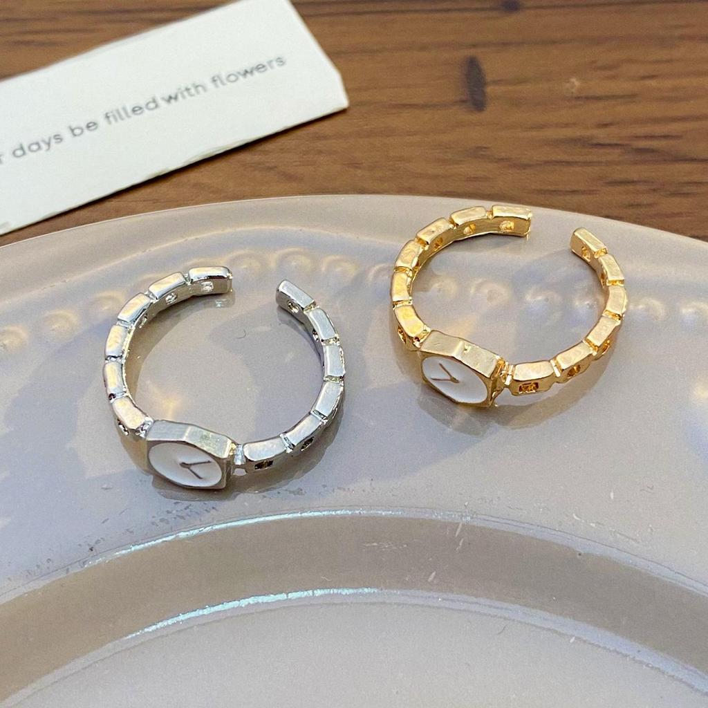 Personality Niche Premium Feel Gilding Golden Watch Opening Ring