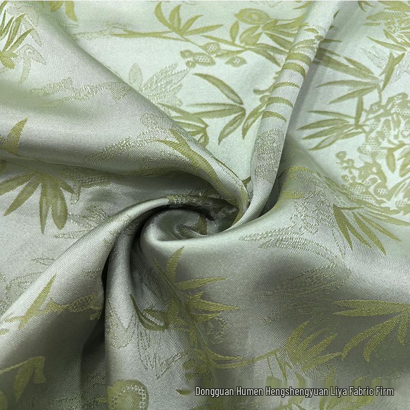 Двухцветная жаккардовая ткань с бамбуковыми листьями для ципао, свадебного платья, рубашки и длинной юбки