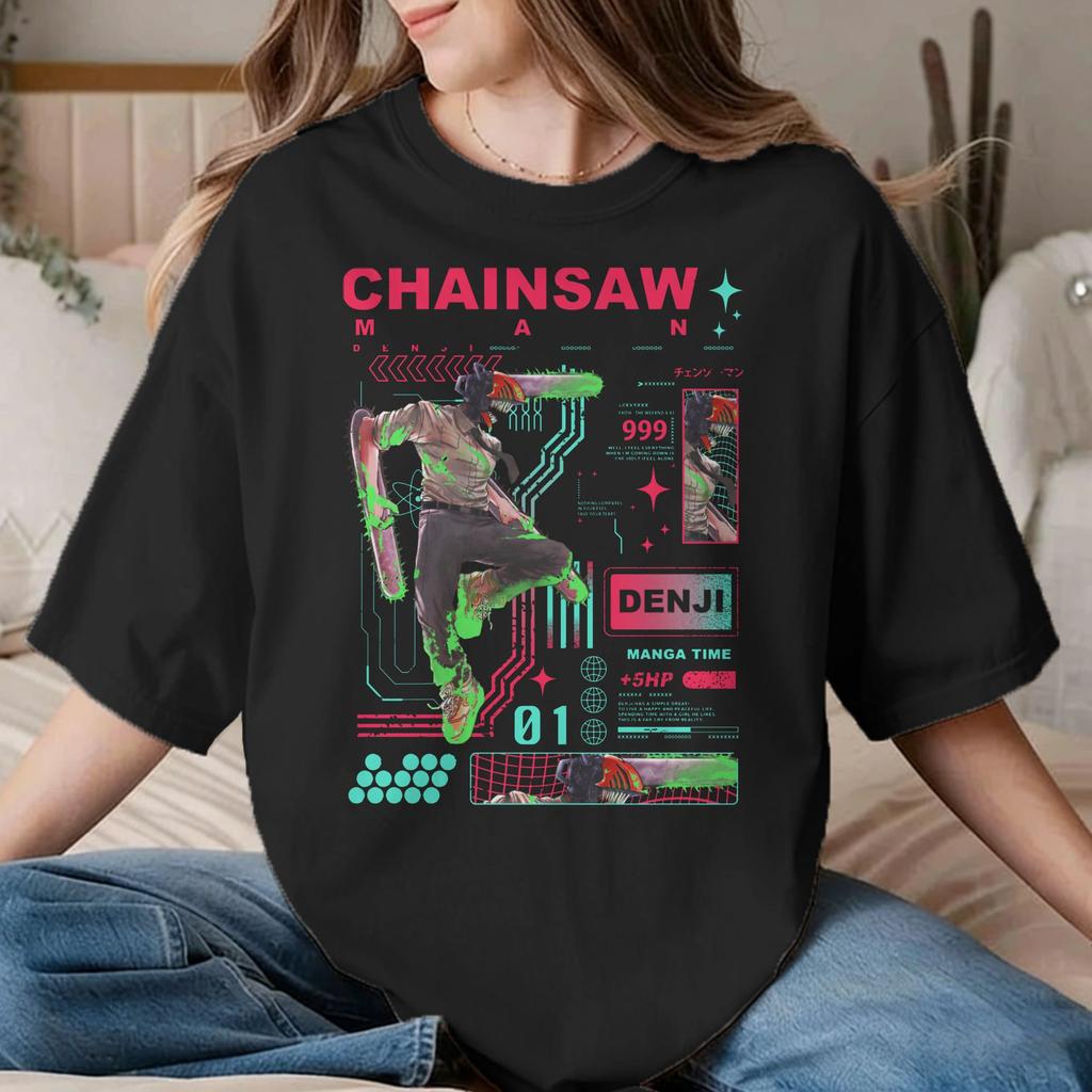 Leisure Power ChainsawUnisexs Anime TShirts Unisex Unisex Round Collar Pure Cotton T Shirt Short Sleeve Tees Plus Size Tops
