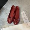 Супермягкая лошадиная кожа~ Французская кожа ретро бант туфли-лодочки женские осенние новые на плоской подошве с мелким вырезом балетки Мэри Джейн