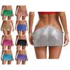 Womens Glittery Metallic Waistband Skirt Shimmer Sequin Short Skirt Sexy Clubwear Bodycon Night Out Partywear