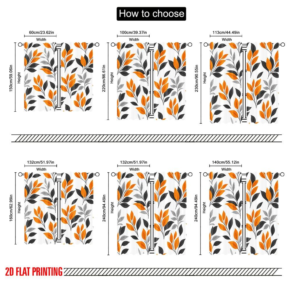2 шт., двухмерные светофильтрующие шторы с принтом в виде осенних листьев, прочная ткань из 100% полиэстера. (без стержня) Праздничный стиль ар-деко