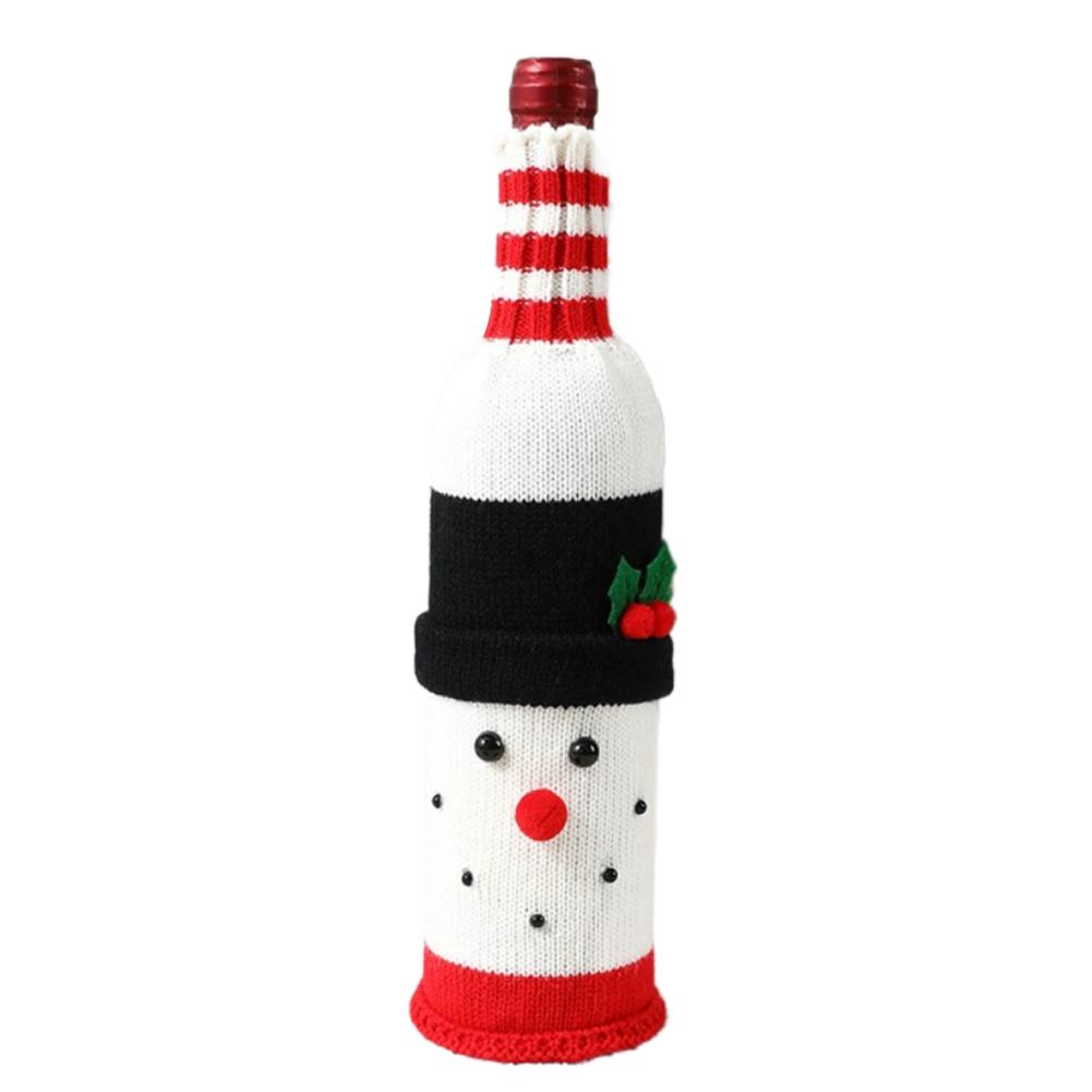 Christmas Wine Bottle Cover Set Santa Snowman Woven Wine Bottle Bags For Christmas Party Dinner Table Decorations New Year Gifts