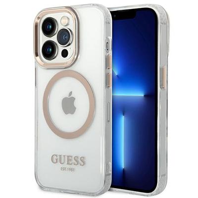 Guess Guhmp14Xhtrmd Iphone 14 Pro Max6,7 Золотой/Gold Жесткий Чехол Металлическая Обводка Magsafe