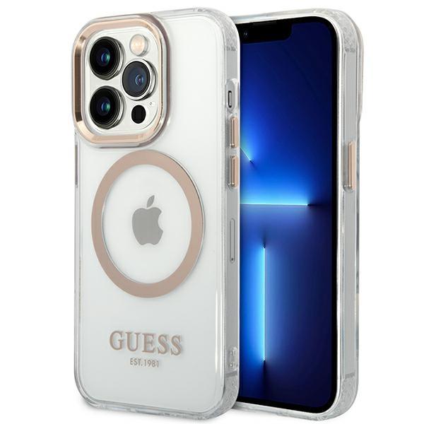 Etui do iPhone 14 Pro Max Guess Metal Outline MagSafe Złote